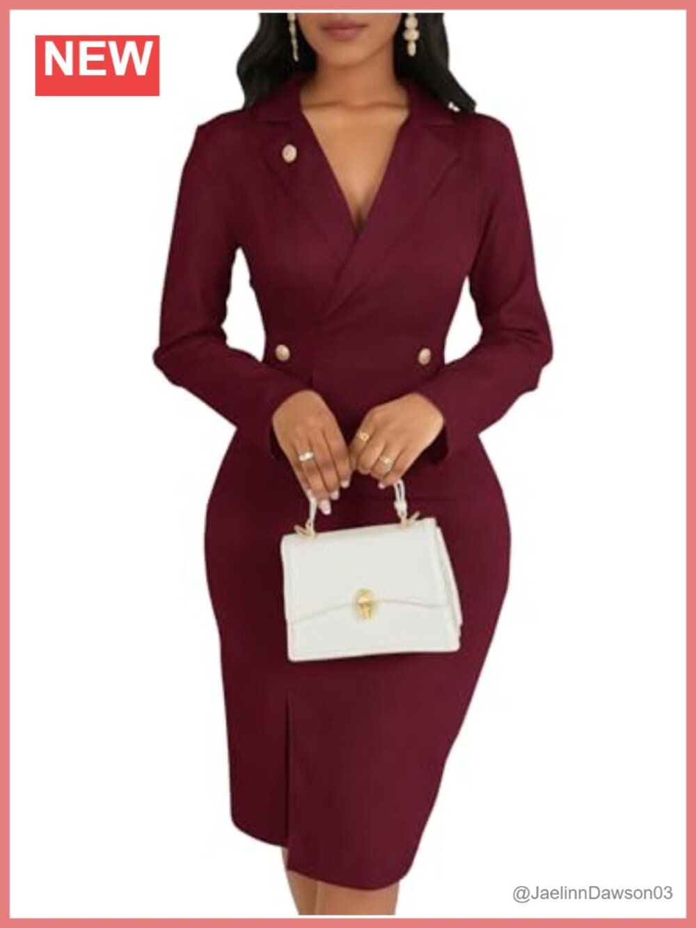 Women's Peplum Pencil Midi Dress Bodycon Long Sleeve Business Work Sheath